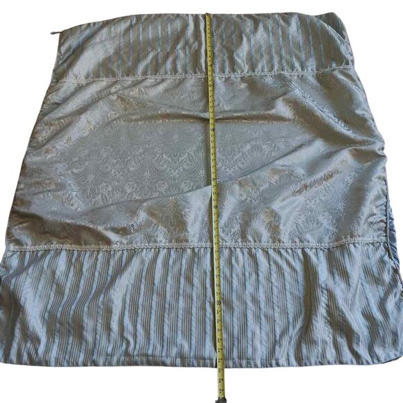 Baroque Satin Throw Blanket 55" x 47" Rope Edging Light BLUE Gold Stripe Elegant - Picture 12 of 14